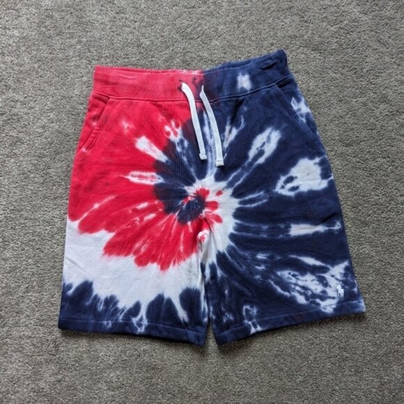 Polo Ralph Lauren tie dye blue and red cotton shorts kids size Medium - Picture 1 of 5